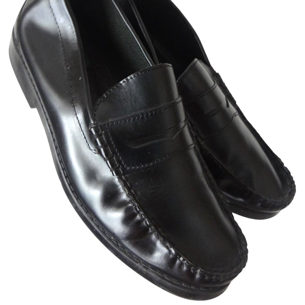 Vintage 90s Nunn Bush Black Penny Loafer Mens 10 Moc Pinch Toe Dress Shoe Gel